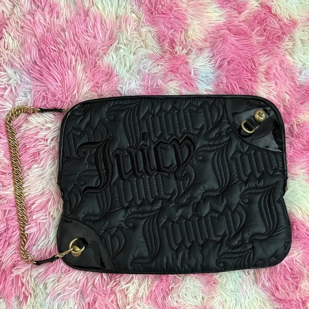 Juicy Couture Black Laptop Bag with Gold Chain